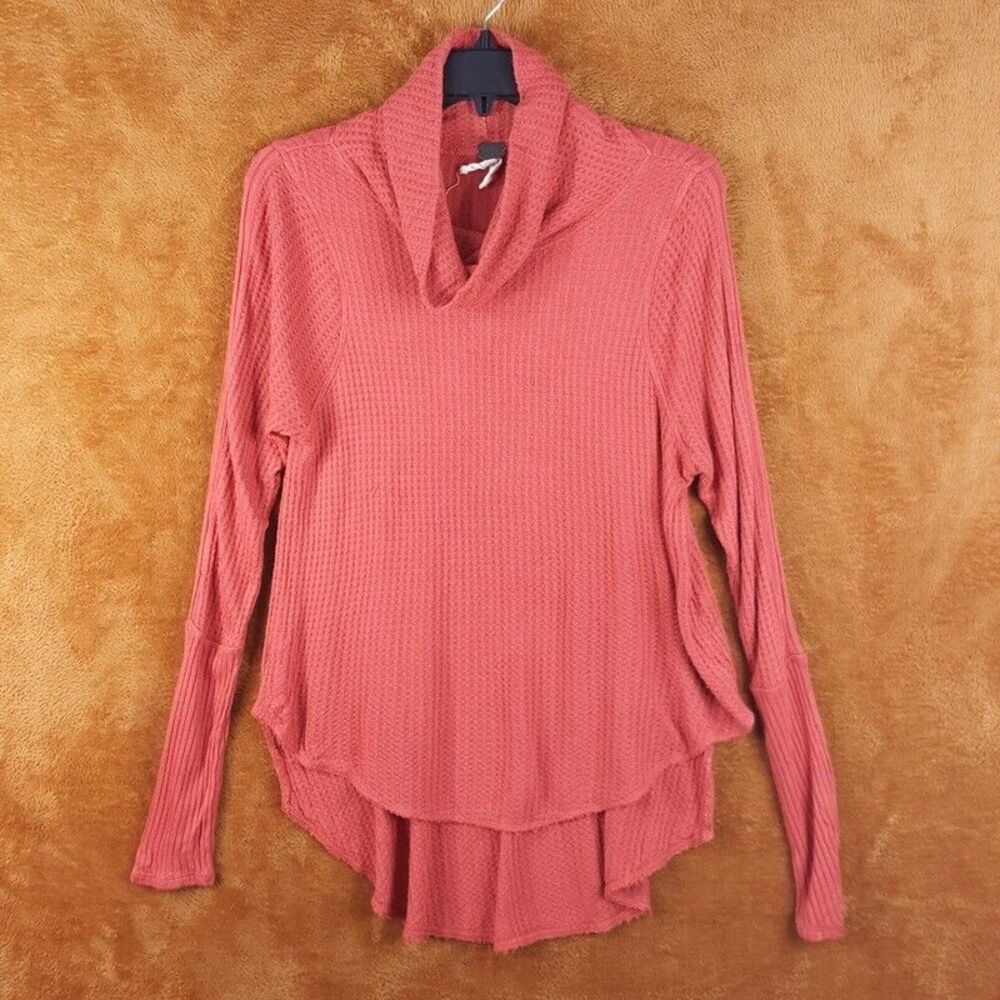 WE THE FREE PEOPLE Womens Top Small Mauve Pullover Tunic Cowl Neck Waffle Knit